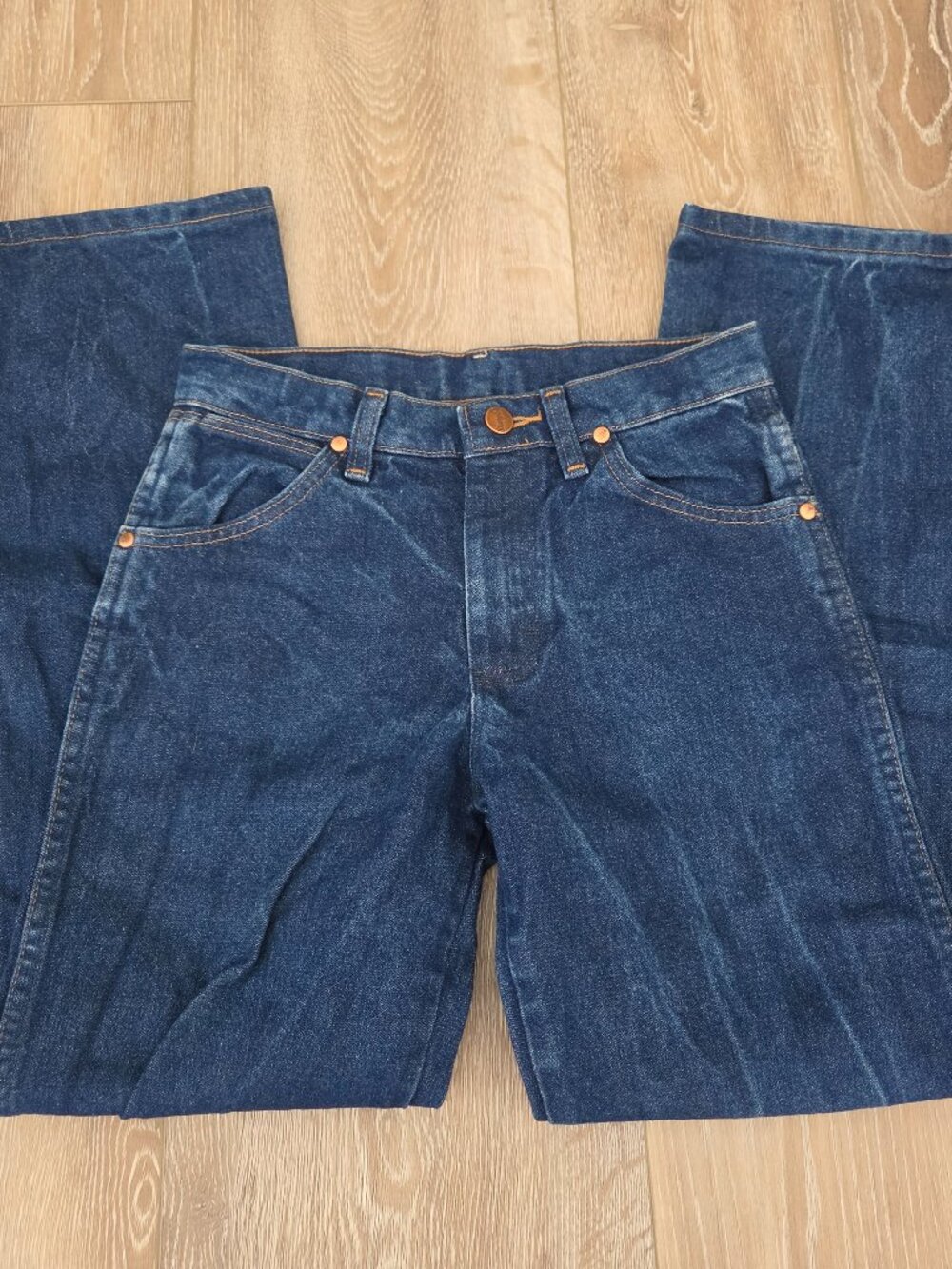 Wrangler Boys 12 REG Cowboy Cut Straight Leg Denim Jeans Dark Indigo 100% Cotton